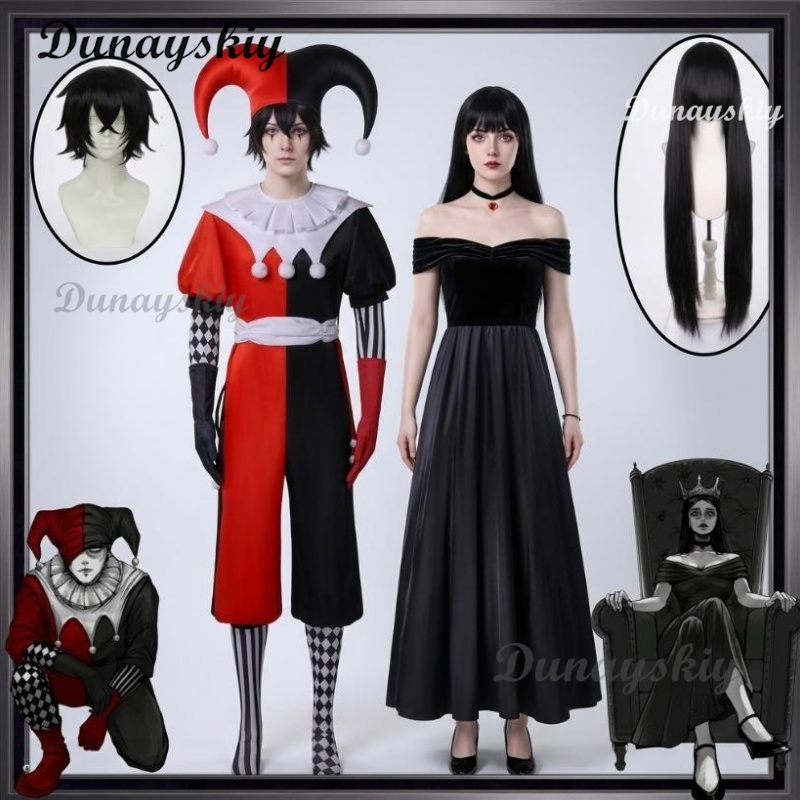 Anime Cosplay For Couples - 우아한 롱 블랙 새틴 웨딩 코스튬