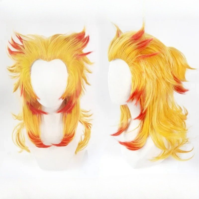 Anime Cosplay With Red Hair - 렌고쿠 쿄쥬로 가발 귀멸의 칼날 코스프레