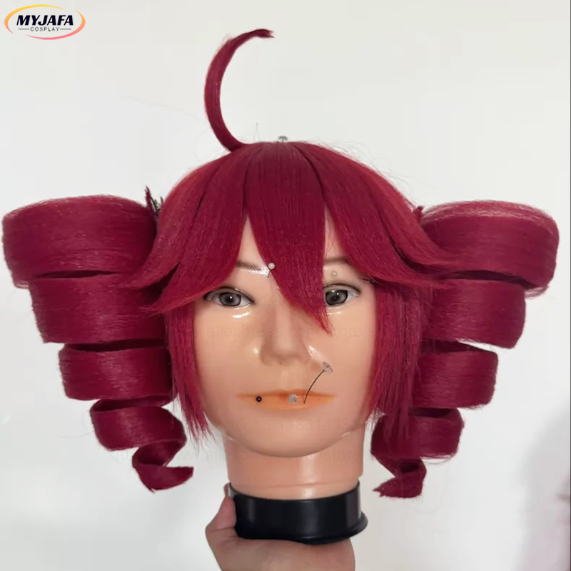 Anime Cosplay With Red Hair - 애니메이션 카사네 테토 코스프레 가발 귀여운