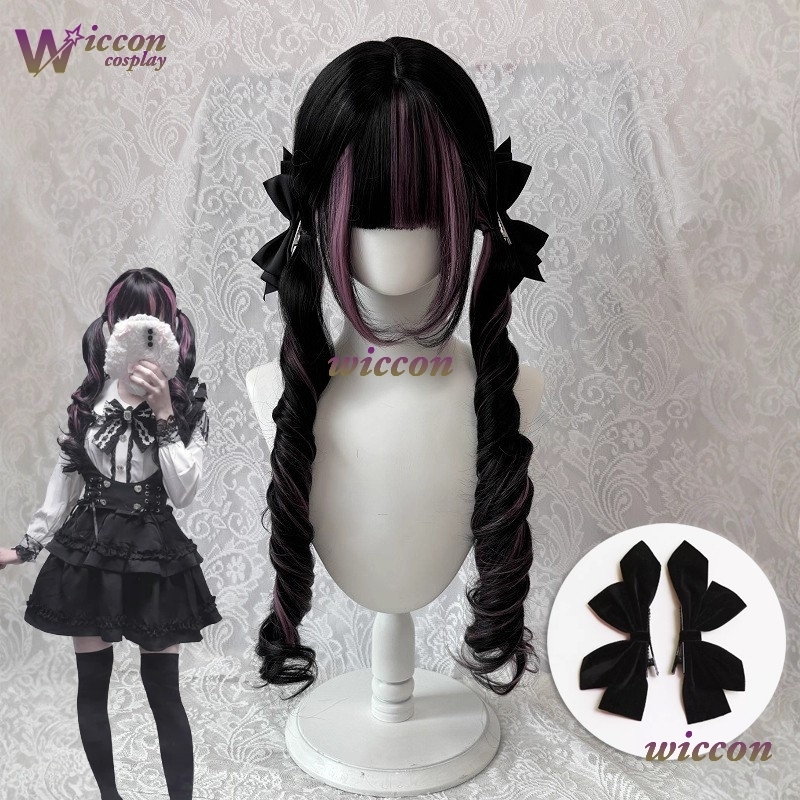 Cosplay Anime Black Hair - 만화 ‌ 검은색 가발 핑크색 코스프레