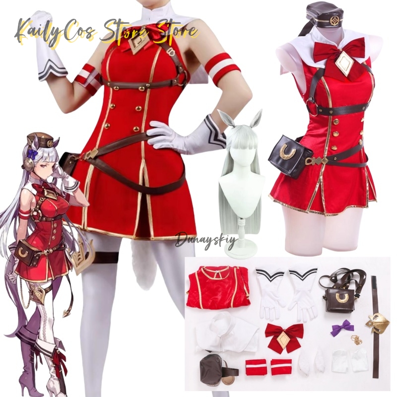 골드 쉽 코스프레 의상 가발 모자 귀 꼬리 빨간색 의상 - Anime Cosplay With Red Hair 리뷰 및 가격