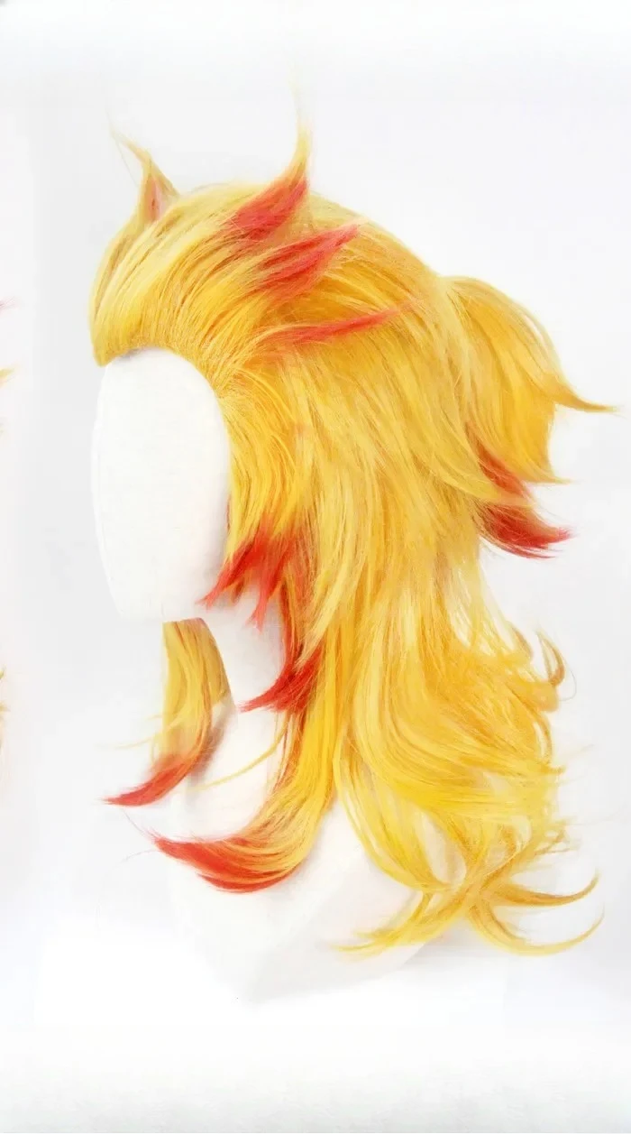 렌고쿠 쿄쥬로 가발 귀멸의 칼날 코스프레 레드 옐로우  - Anime Cosplay With Red Hair 리뷰 및 가격