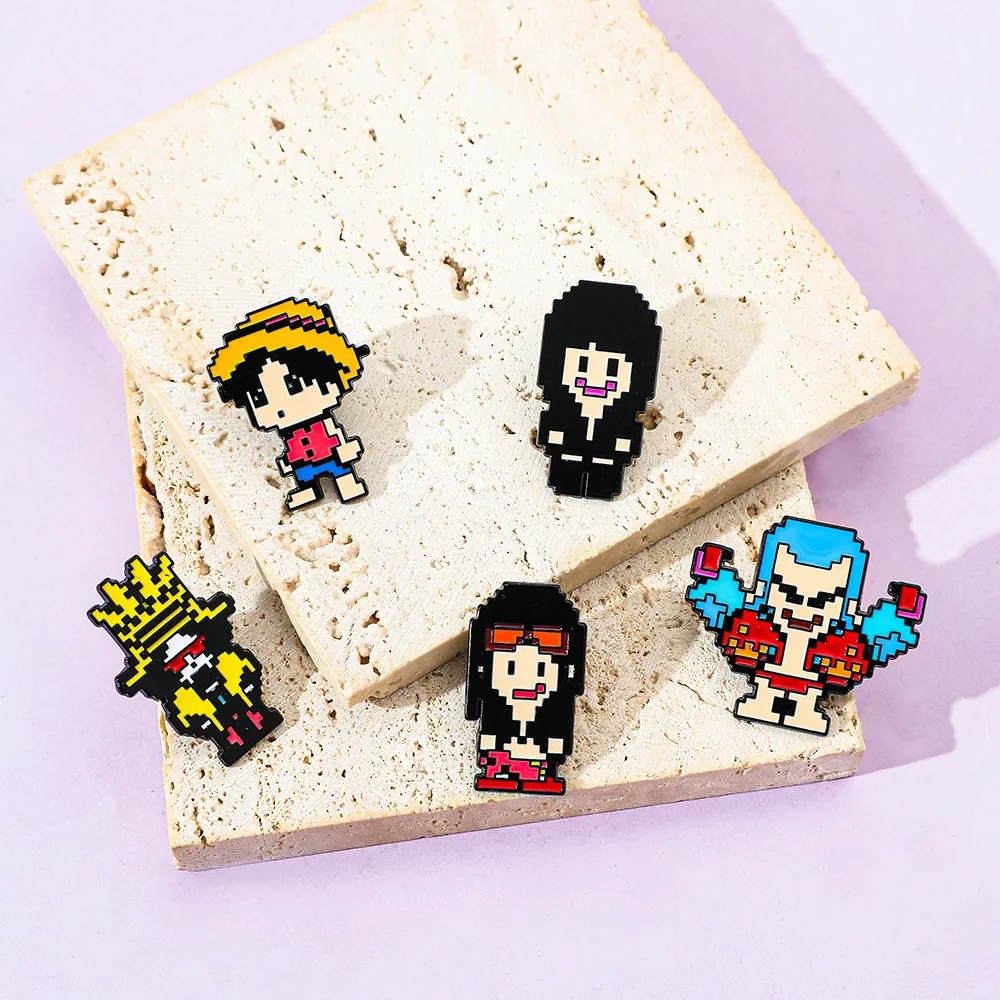 5종 크리에이티브 픽셀 스타일 브로치 애니메이션 루피  - Anime Cosplay Luffy 리뷰 및 가격