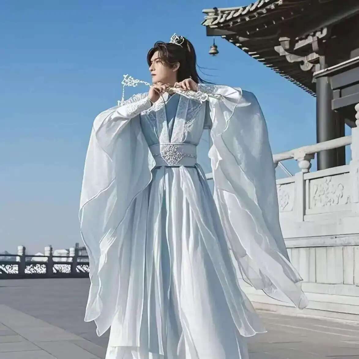 대형 3XL Hanfu 남자 중국어 수 놓은 흰색 코스 - Anime Cosplay Dress For Men 리뷰 및 가격
