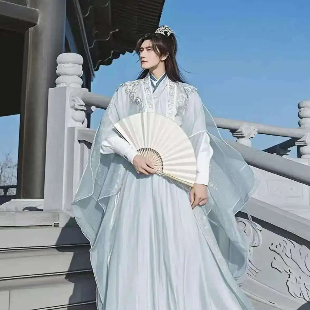대형 3XL Hanfu 남자 중국어 수 놓은 흰색 코스 - Anime Cosplay Dress For Men 리뷰 및 가격