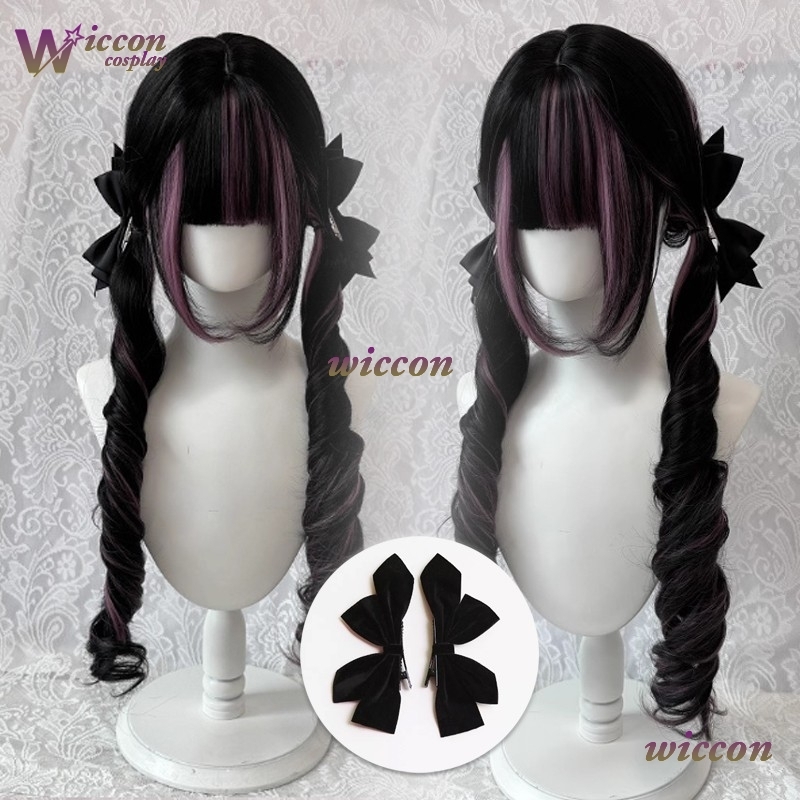 만화 ‌ 검은색 가발 핑크색 코스프레 가발 앞머리가 있 - Cosplay Anime Black Hair 리뷰 및 가격