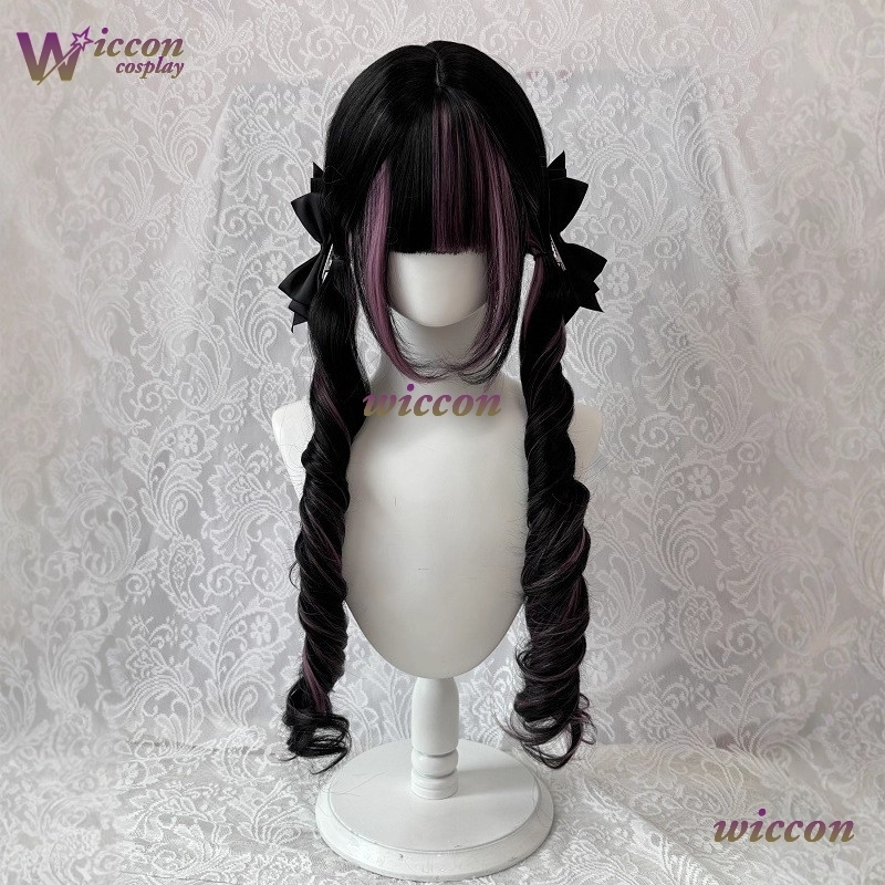 만화 ‌ 검은색 가발 핑크색 코스프레 가발 앞머리가 있 - Cosplay Anime Black Hair 리뷰 및 가격